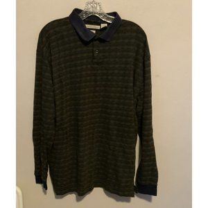 Men Robert Stock Long Sleeve Button Polo Shirt Size Large Multi Color